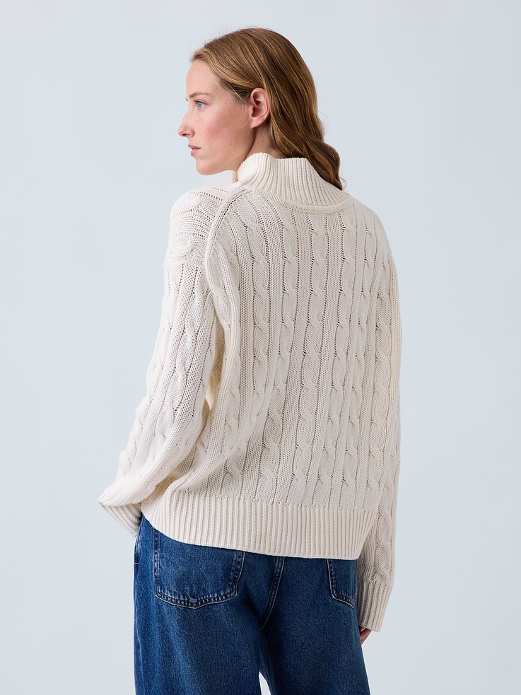 Image 3 of 5, 100% Cotton Oversized Mockneck Sweater