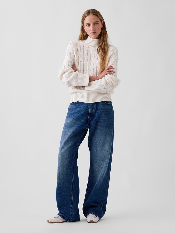 Image 2 of 5, 100% Cotton Oversized Mockneck Sweater