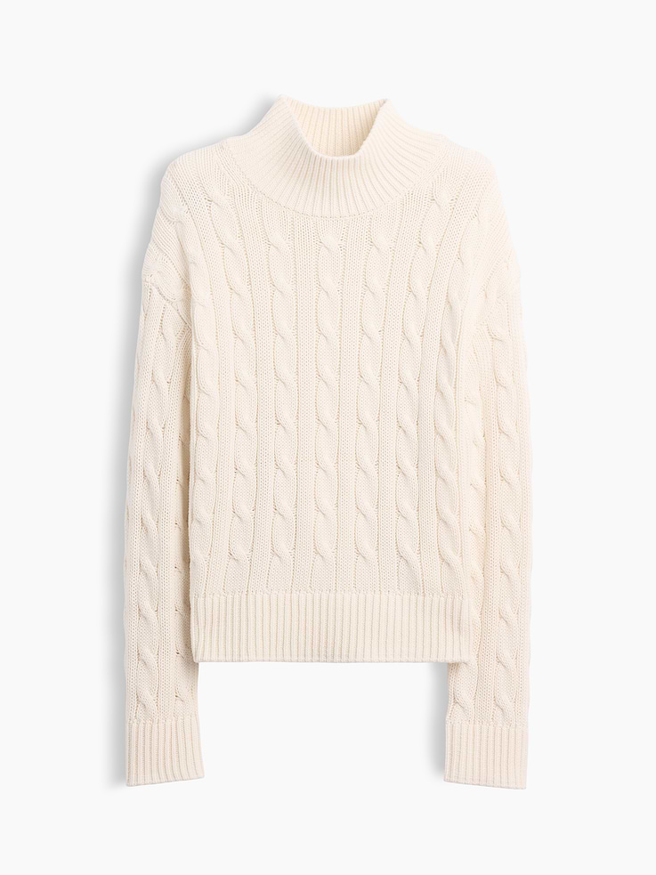 Image 5 of 5, 100% Cotton Oversized Mockneck Sweater