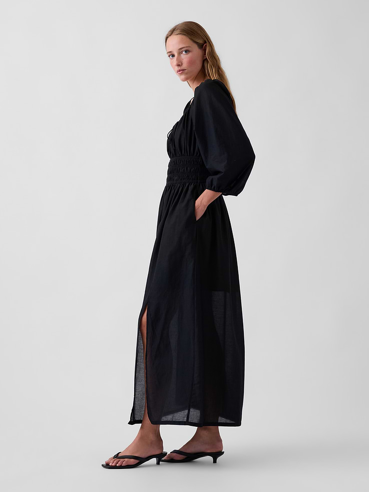 Image 3 of 5, Voile Smocked-Waist Maxi Dress