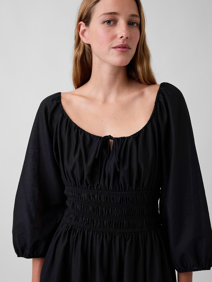 Image 4 of 5, Voile Smocked-Waist Maxi Dress