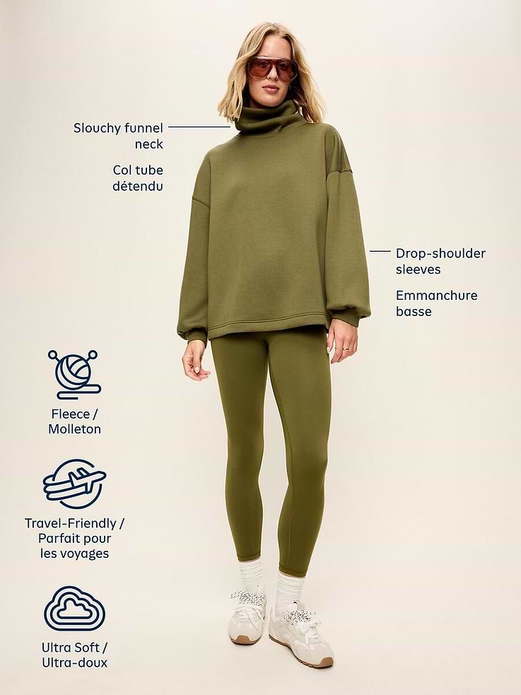 Image 5 of 5, Oversized Bounce Fleece Funnel-Neck Tunic