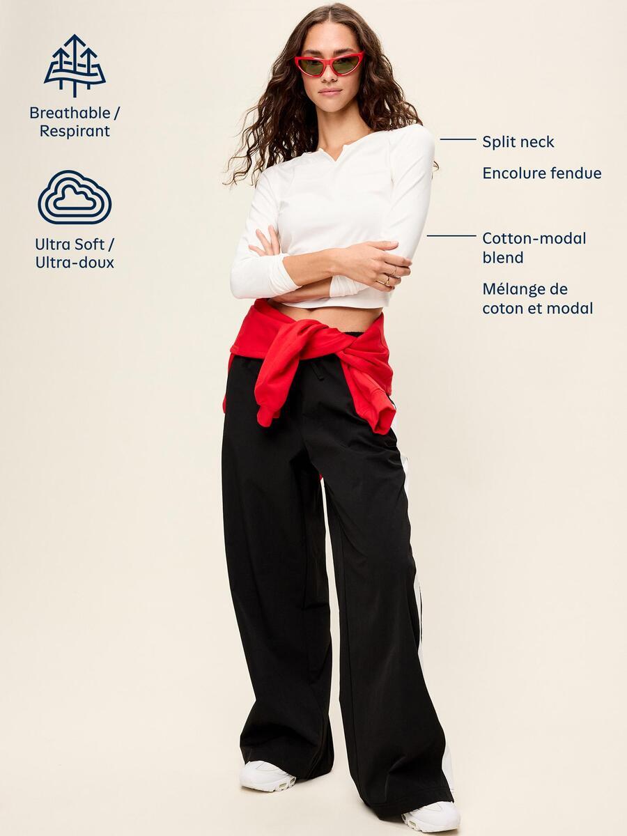 Image 3 of 3, Long-Sleeve Split-Neck Top