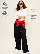 Image 3 of 3, Long-Sleeve Split-Neck Top