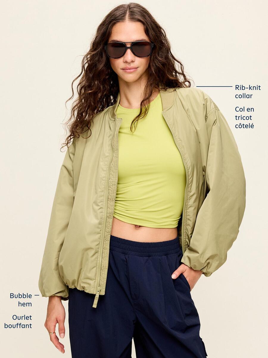 Image 5 de 5, Blouson d’aviateur surdimensionné hydrorésistant à glissière et à ourlet bouffant