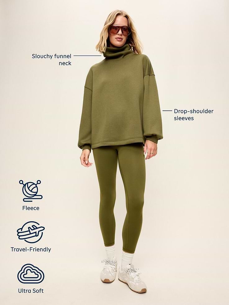 Image 5 of 5, Oversized Bounce Fleece Funnel-Neck Tunic