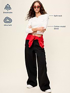 Image 3 of 3, Long-Sleeve Split-Neck Top