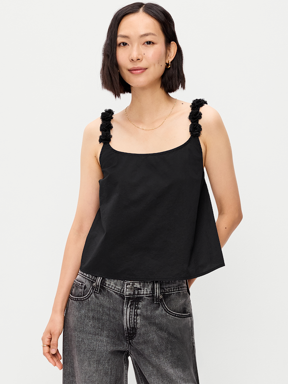Rosette-Strap Tank Top