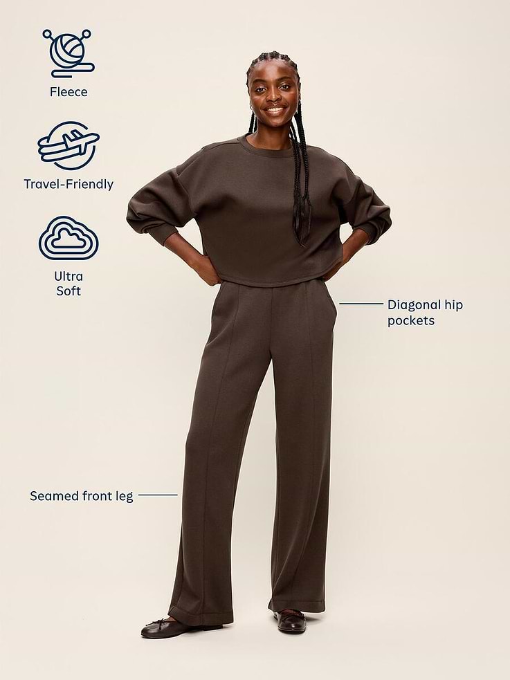 Image 5 of 8, High-Waisted Bounce Fleece Wide-Leg Sweatpants