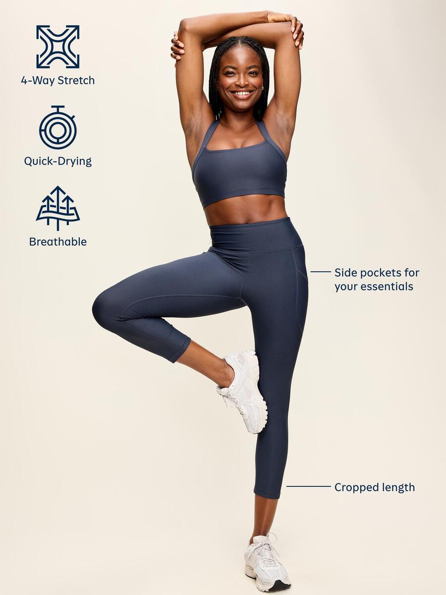 Image 5 of 9, High-Waisted PowerSoft Crop Pocket Leggings