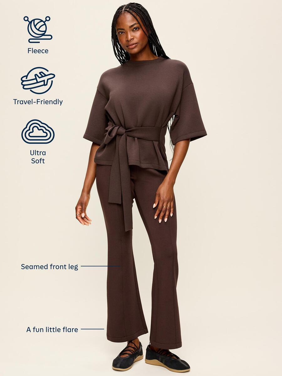 Image 5 of 8, High-Waisted Bounce Fleece Flare-Leg Sweatpants