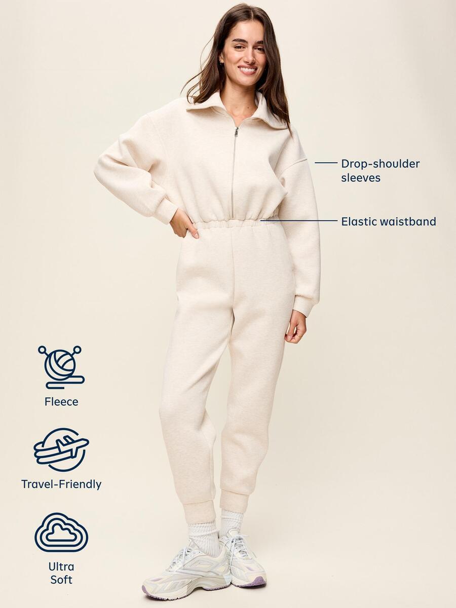 Image 5 of 7, Bounce Fleece Long-Sleeve Jumpsuit