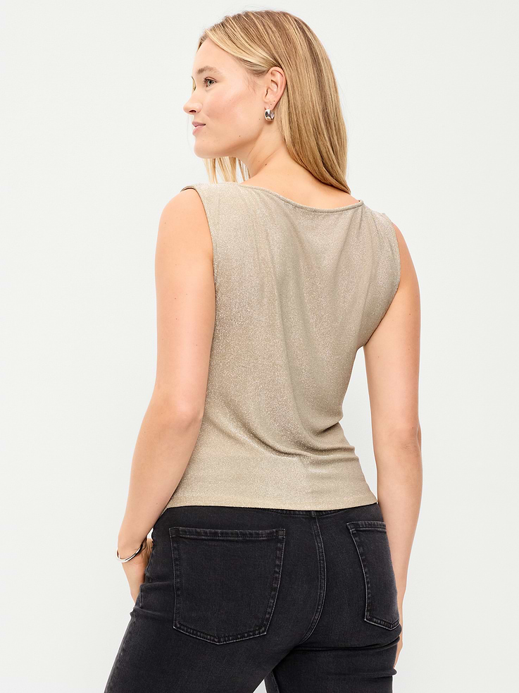 Image 7 of 9, Sleeveless Shimmer Twist-Front Top