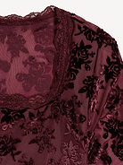 Image 4 of 4, Long-Sleeve Floral Velour Top for Girls