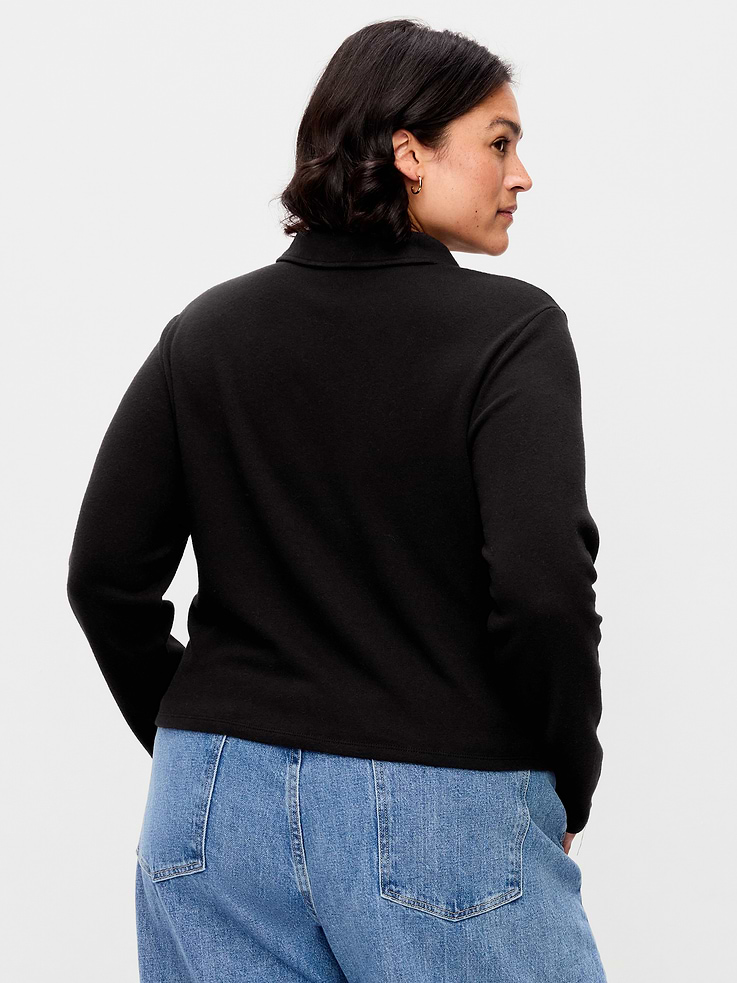Image 5 of 5, Long-Sleeve Brushed-Jersey Polo Top
