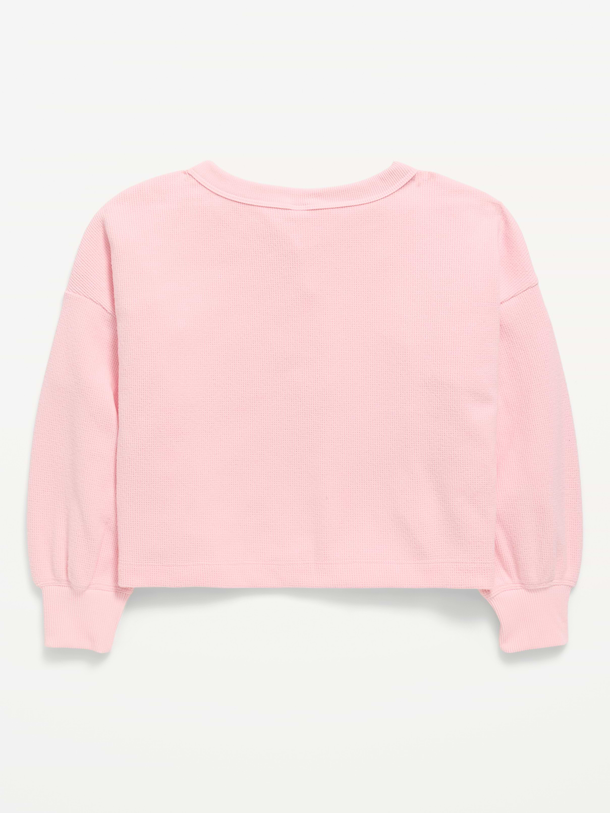 Image 3 of 4, CozePlush Waffle Knit Henley Top for Girls
