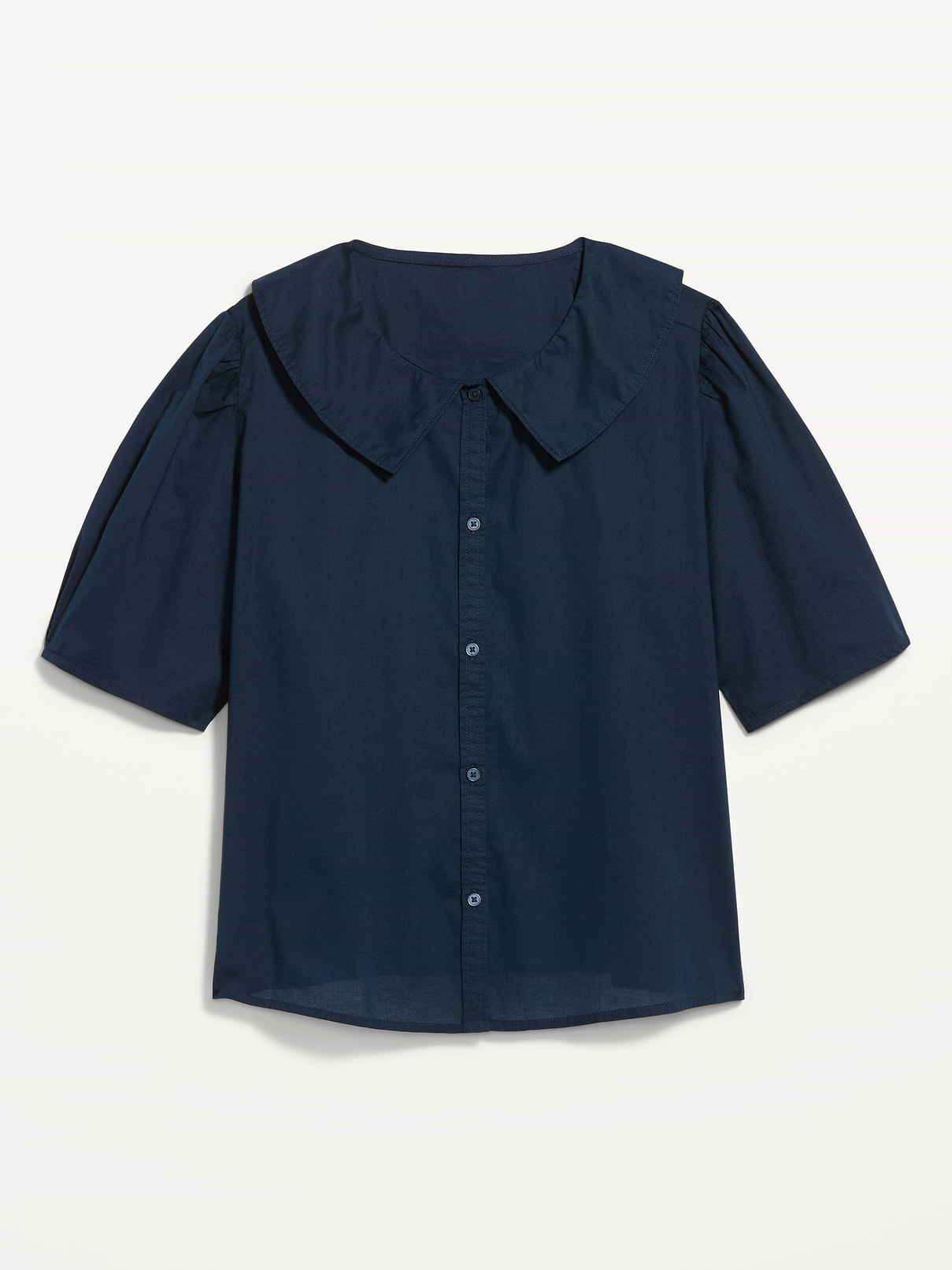 Image 2 of 2, Lapel Collar Short-Sleeve Button-Front Top