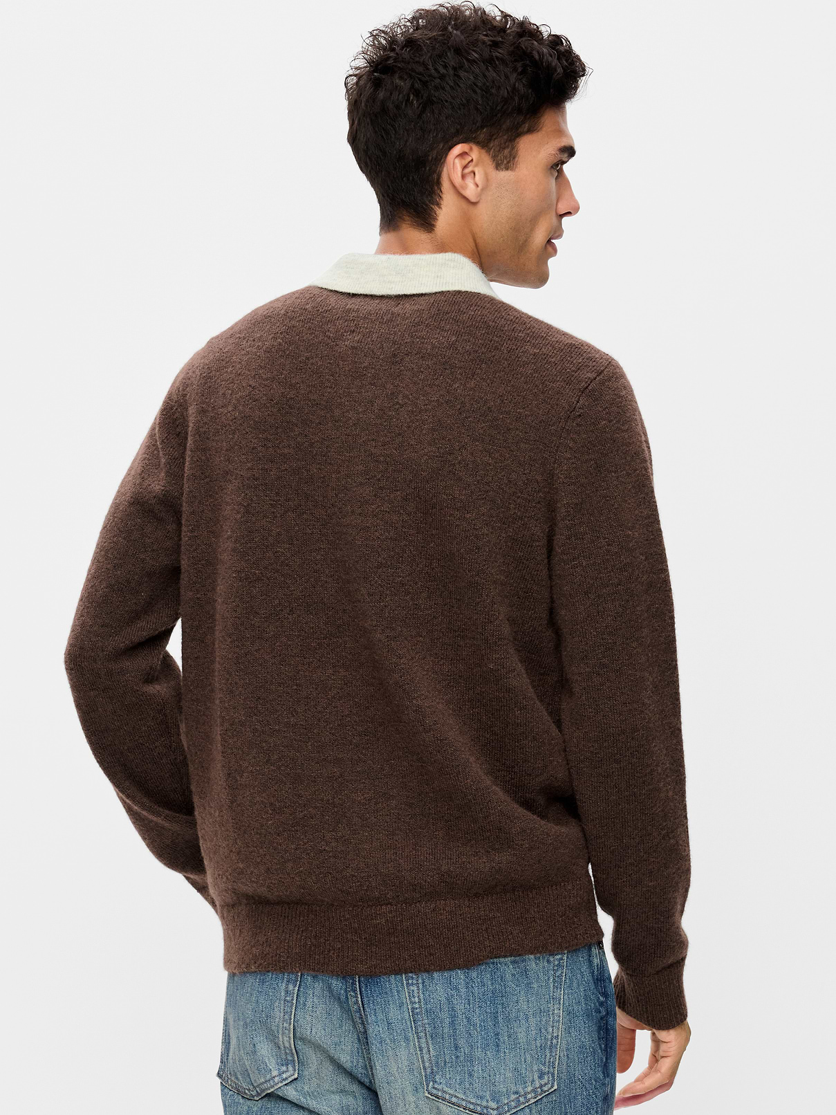Image 2 of 3, Long-Sleeve Wool-Blend Polo Sweater