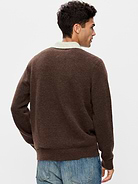 Image 2 of 3, Long-Sleeve Wool-Blend Polo Sweater