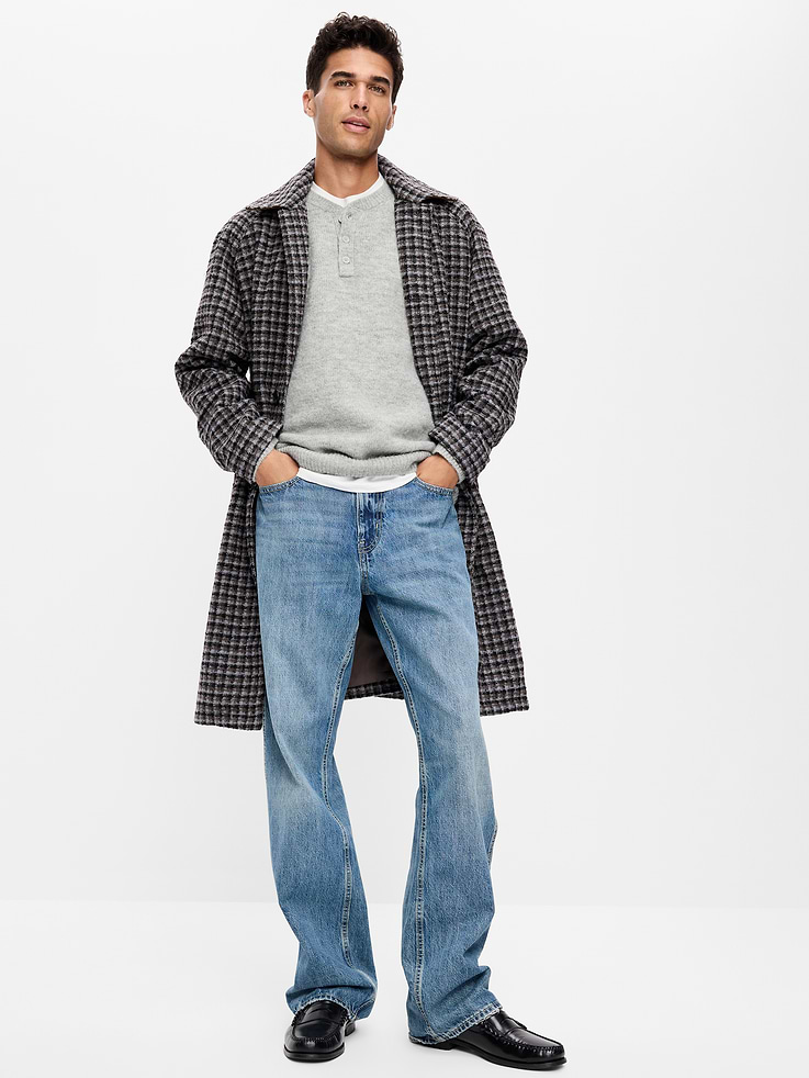 Image 3 of 4, Wool-Blend Henley Sweater