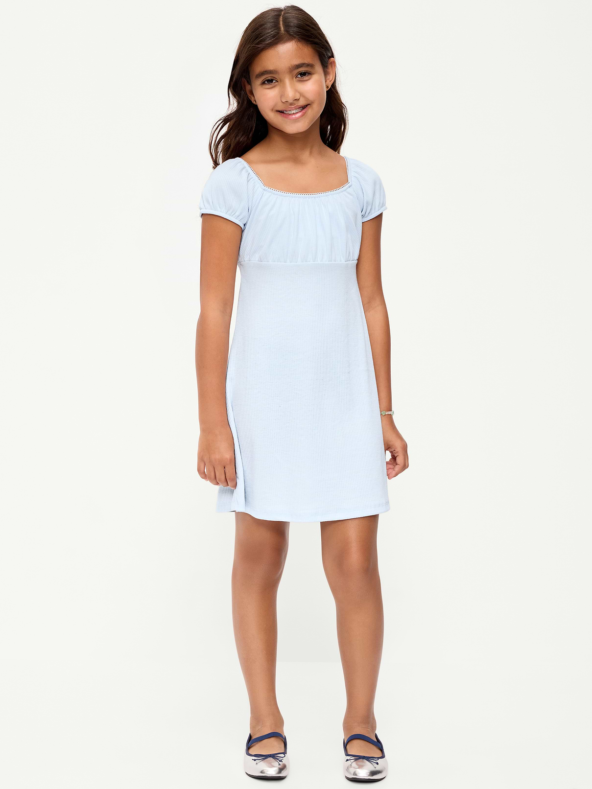 Image 1 of 3, square neckline, short cap sleeves, seamed waist, full skirt, Product #909460