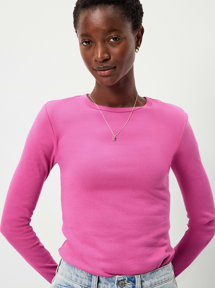 Image 3 of 8, Snug Crew-Neck Long Sleeve T-Shirt