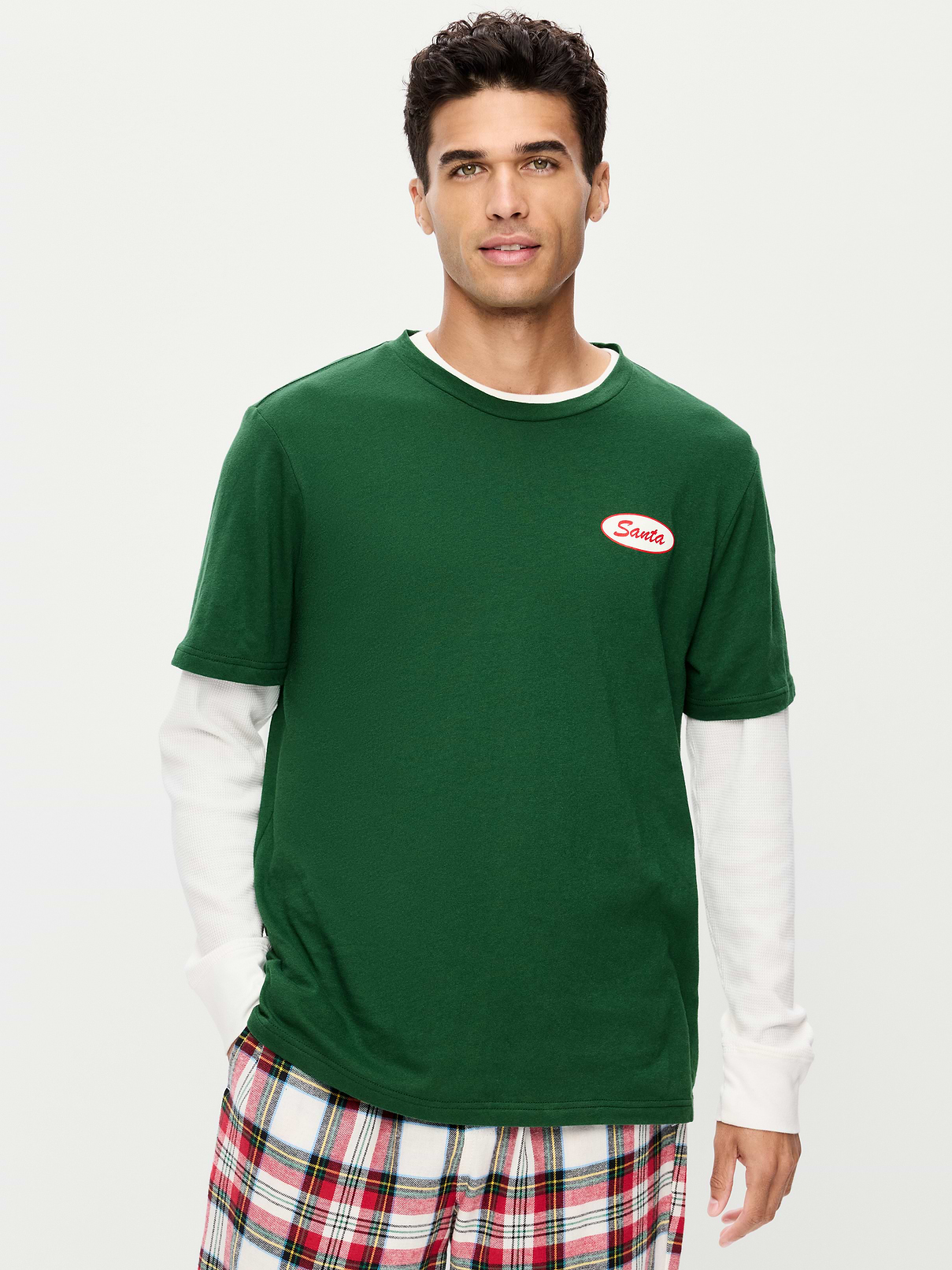 Image 1 of 4, rib-knit crew neck, short sleeves, graphic varies by color, Product #909610