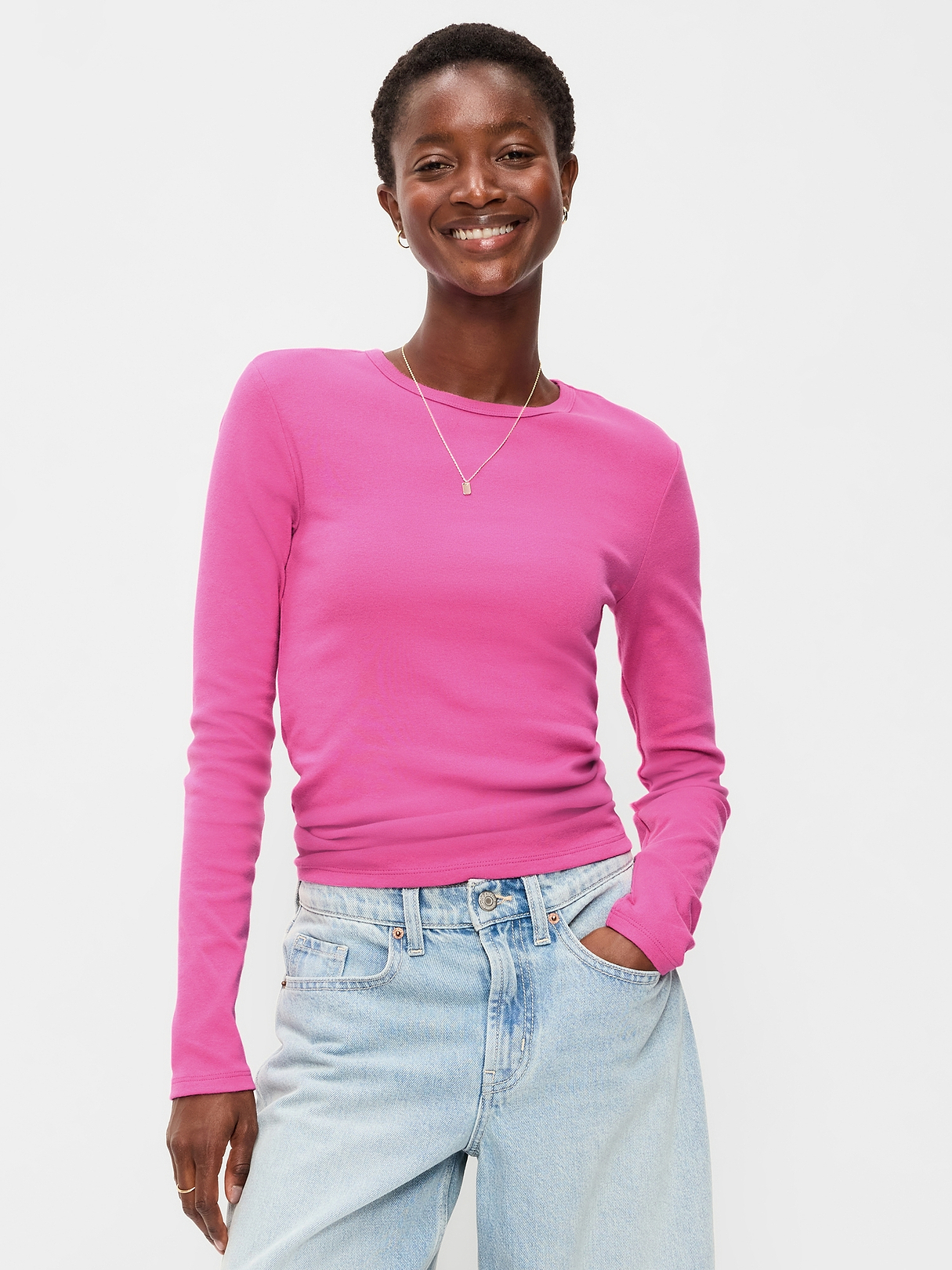 OLD NAVY ラグランスリーブカットソー L Snug Crew-Neck Long Sleeve T-Shirt | Old Navy