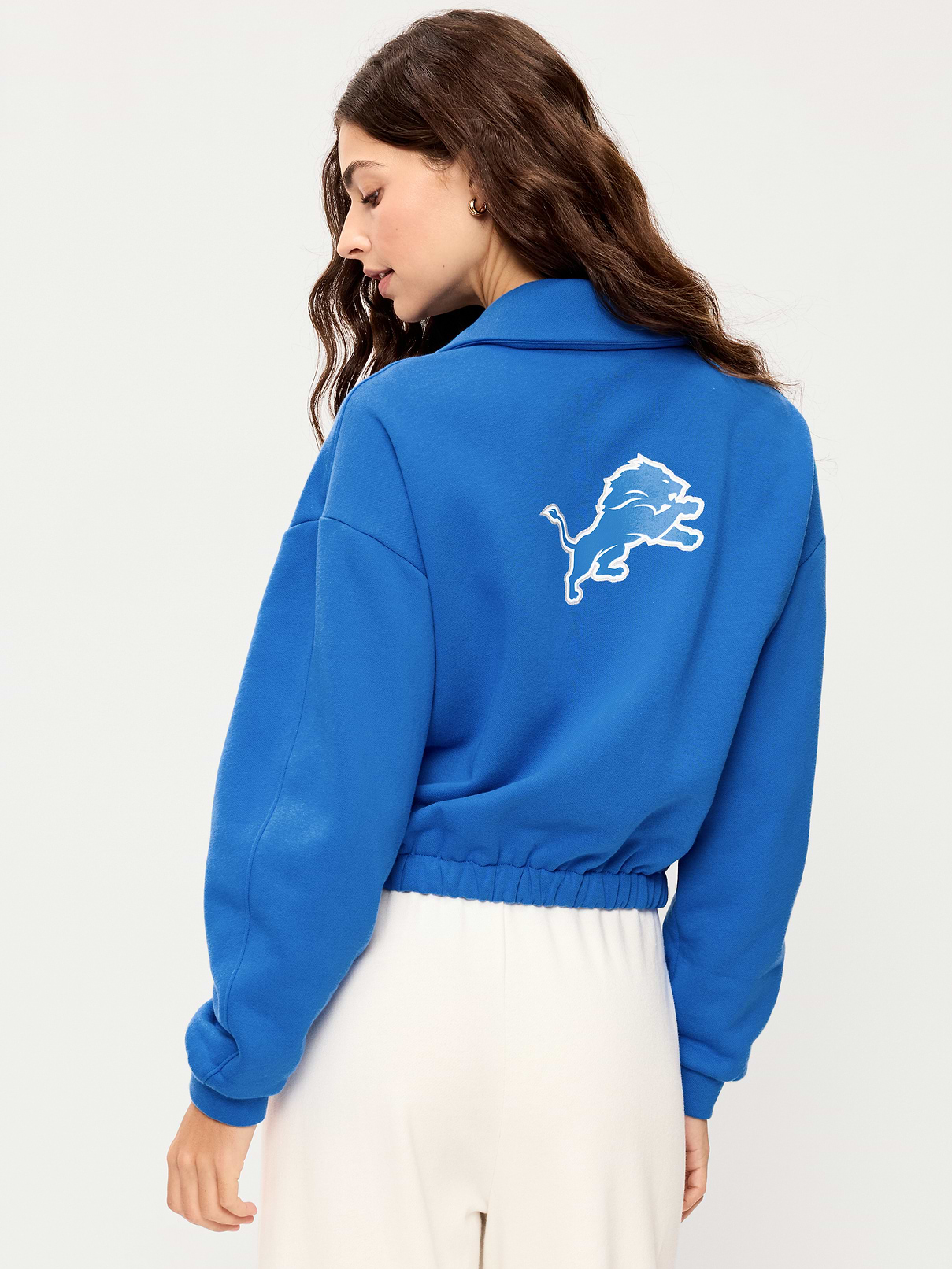 Image 2 de 3, Blouson d’aviateur surdimensionné en molleton des Lions de Détroit pour femme