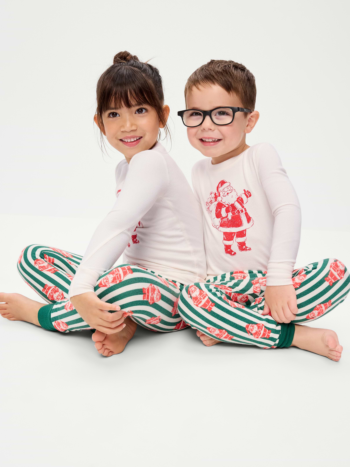 Image 1 of 2, Featuring SoftMode: our snuggliest, softest, brushed jersey., crew neck, long sleeves, matching pajama pants, elasticized waistband, rib-knit cuffs, allover print, Product #910436