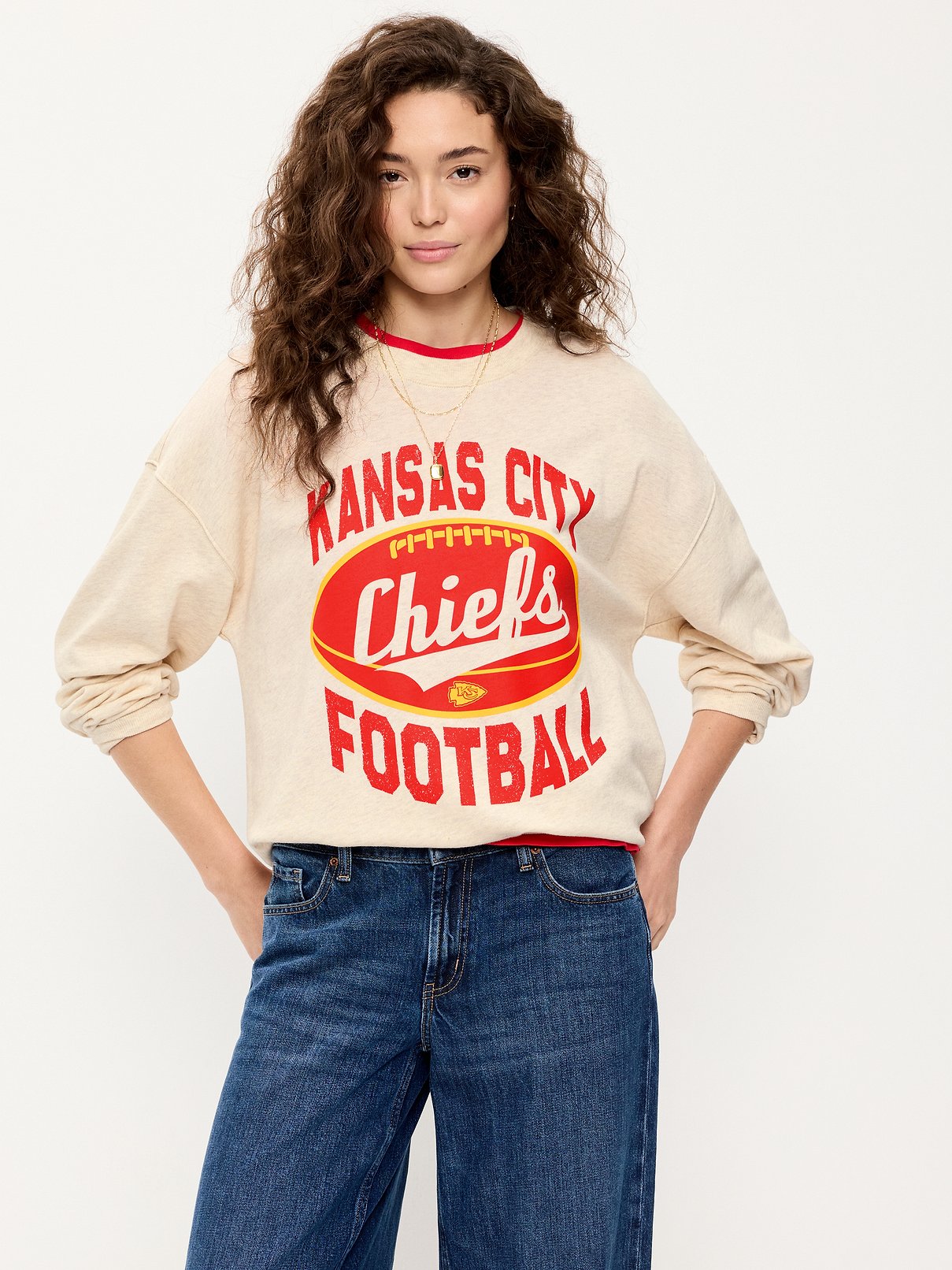 Image 2 of 3, Kansas City Chiefs Oversized Fleece Sweatshirt for Women