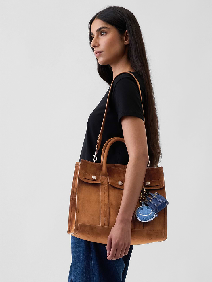 Image 2 of 7, Vegan Suede Five Pocket Tote