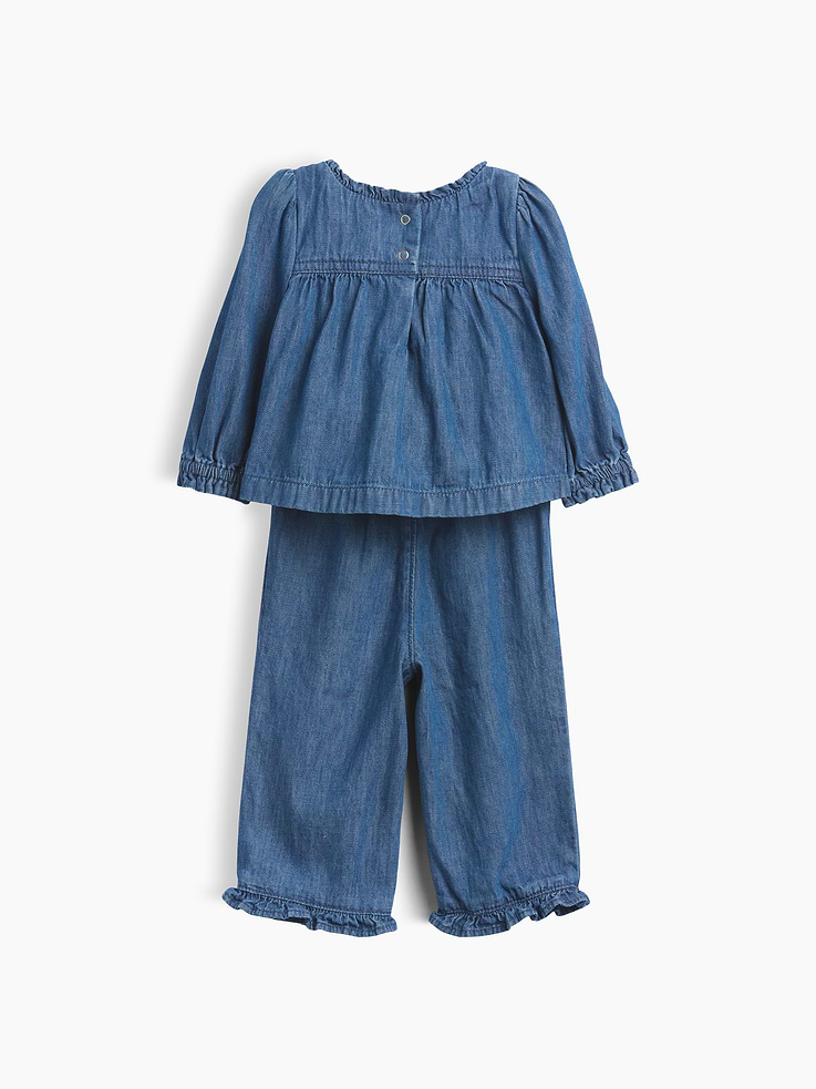 Image 2 of 3, Baby Denim & Corduroy Heart Outfit Set