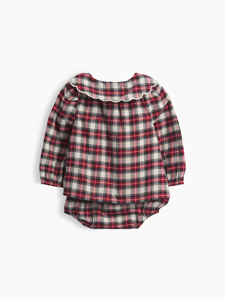 Image 2 of 2, Baby Plaid Flannel Bodysuit Dress