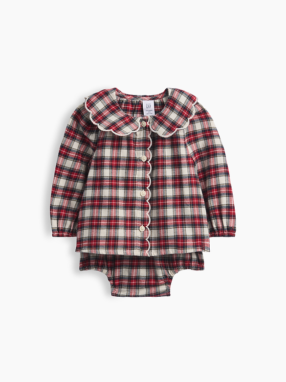 Baby Plaid Flannel Bodysuit Dress