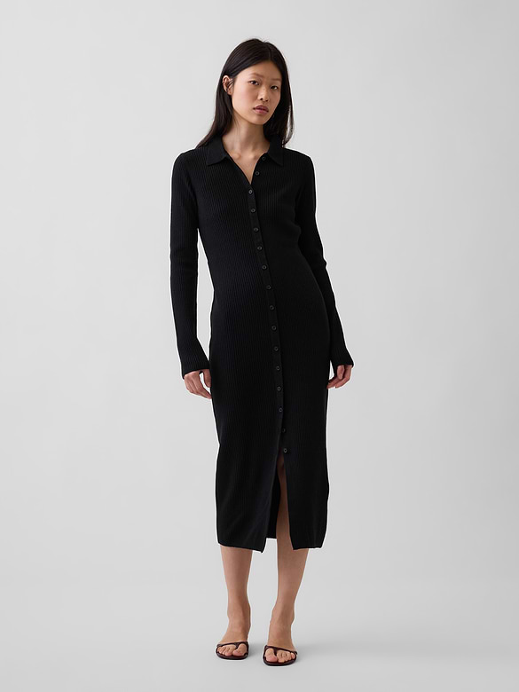 CashSoft Rib Sweater Maxi Shirtdress