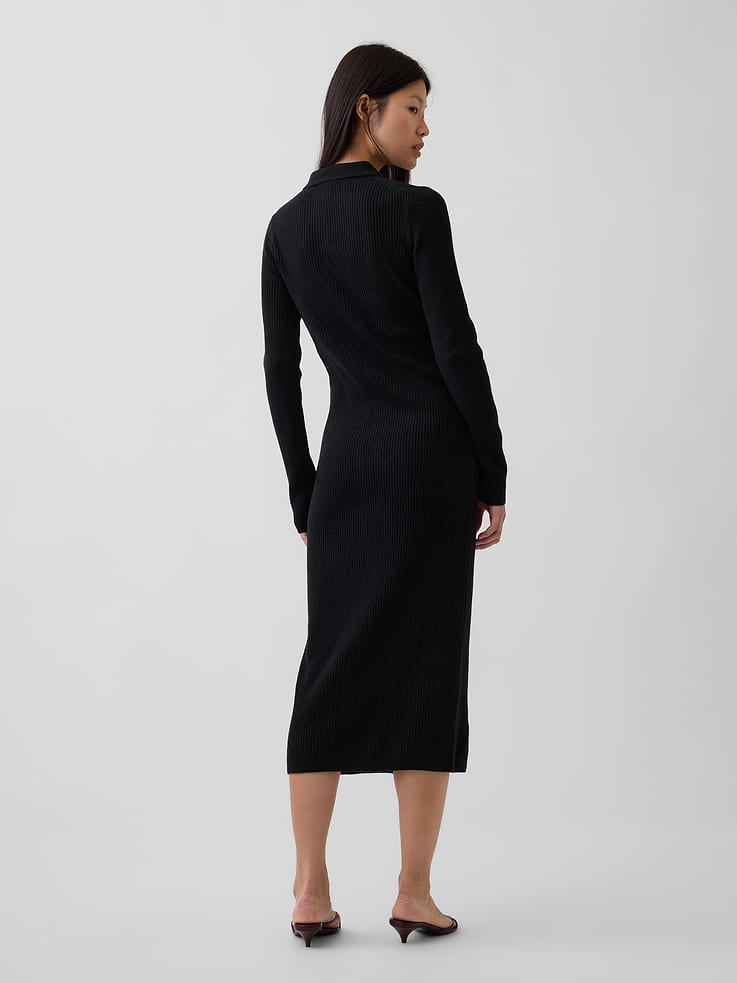 Image 2 of 5, CashSoft Rib Sweater Maxi Shirtdress