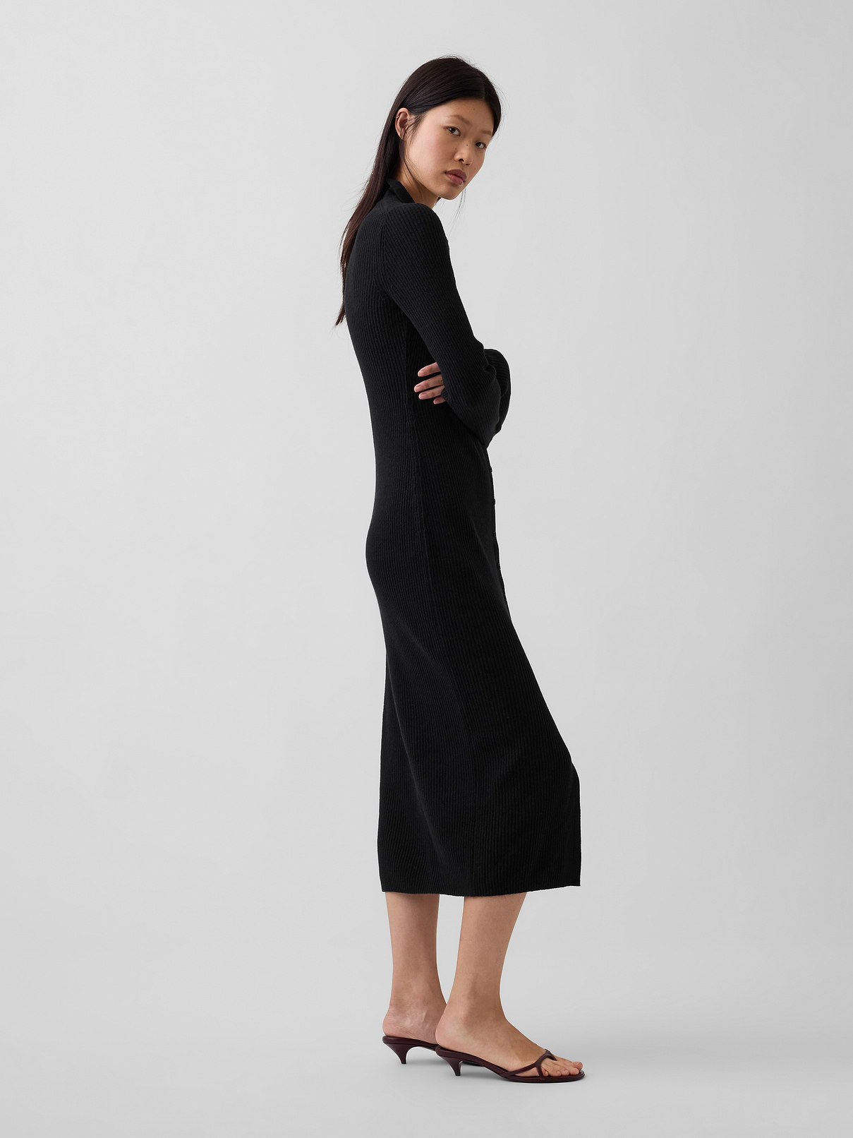 Image 3 of 5, CashSoft Rib Sweater Maxi Shirtdress