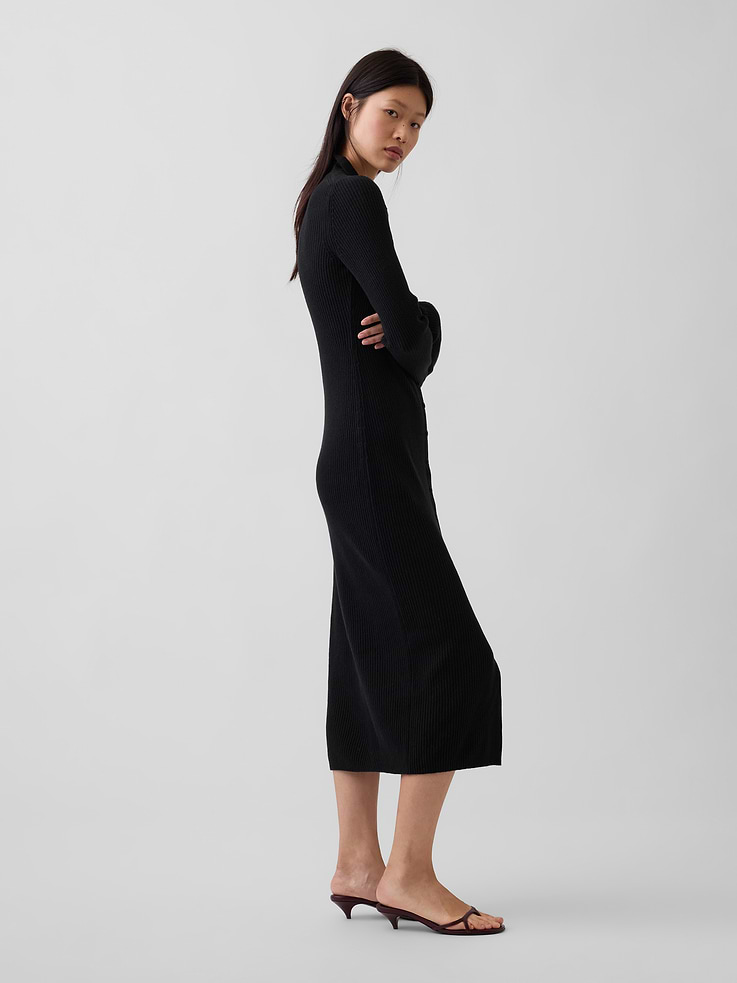 Image 3 of 5, CashSoft Rib Sweater Maxi Shirtdress
