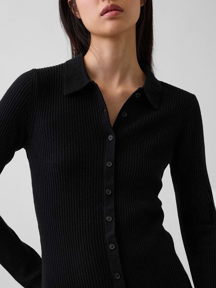 Image 4 of 5, CashSoft Rib Sweater Maxi Shirtdress