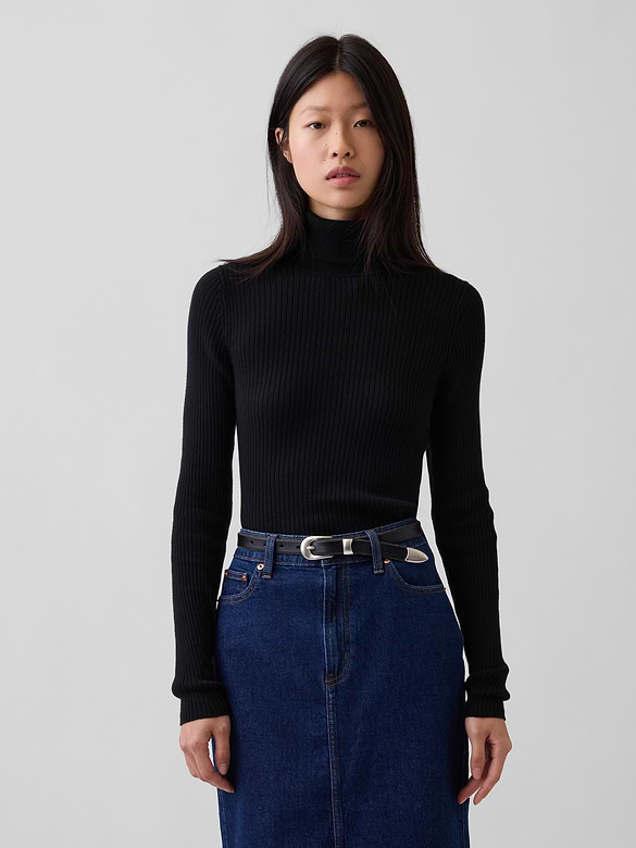 Lightweight CashSoft Rib Turtleneck Sweater