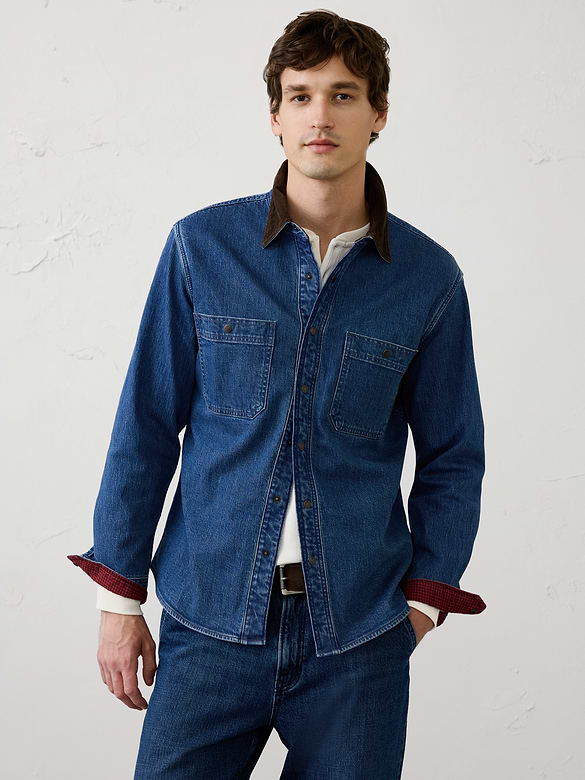 Denim Flannel-Lined Shirt Jacket
