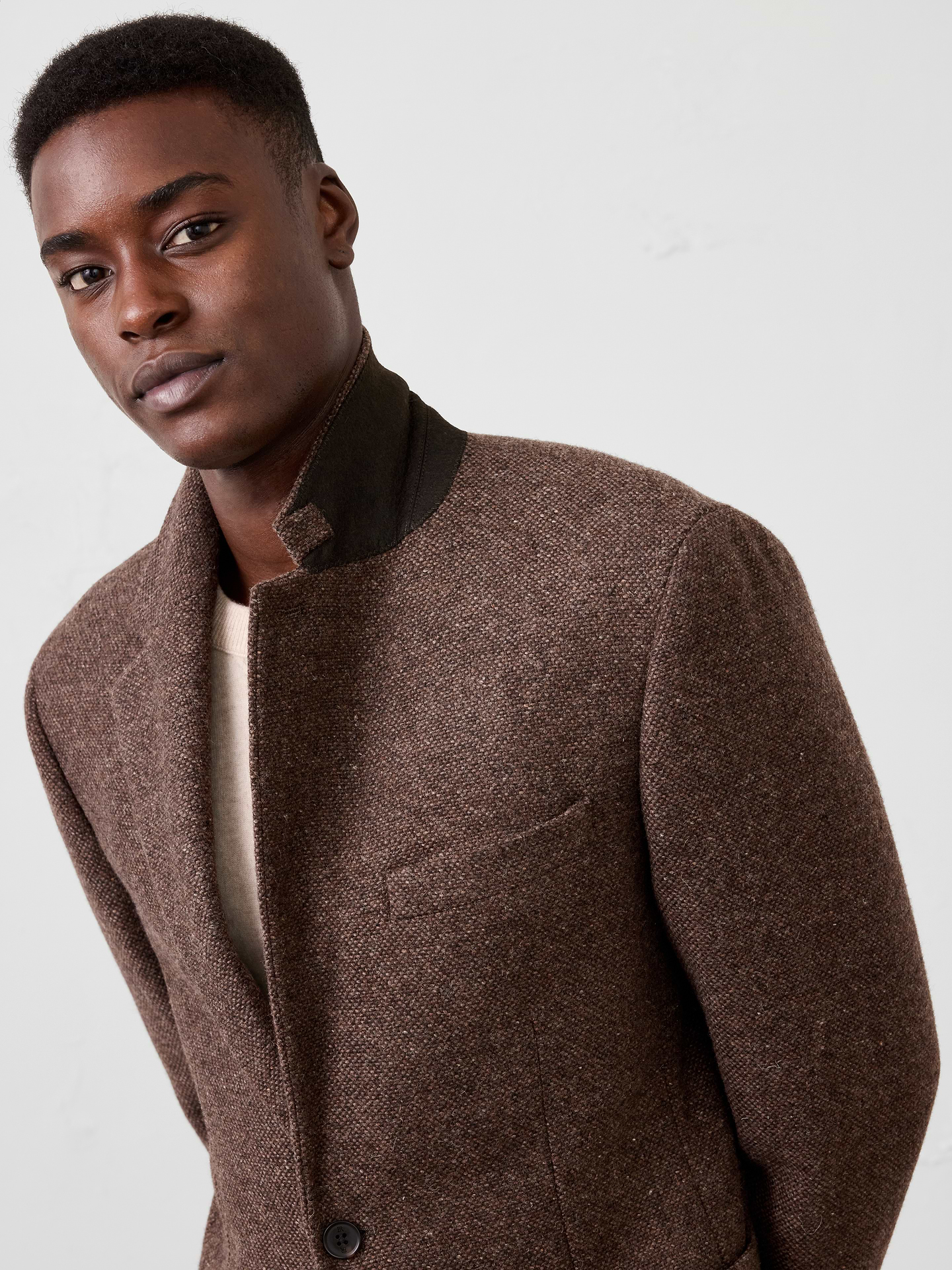 Image 3 of 4, Polyester-Wool Blend Textured Jacket
