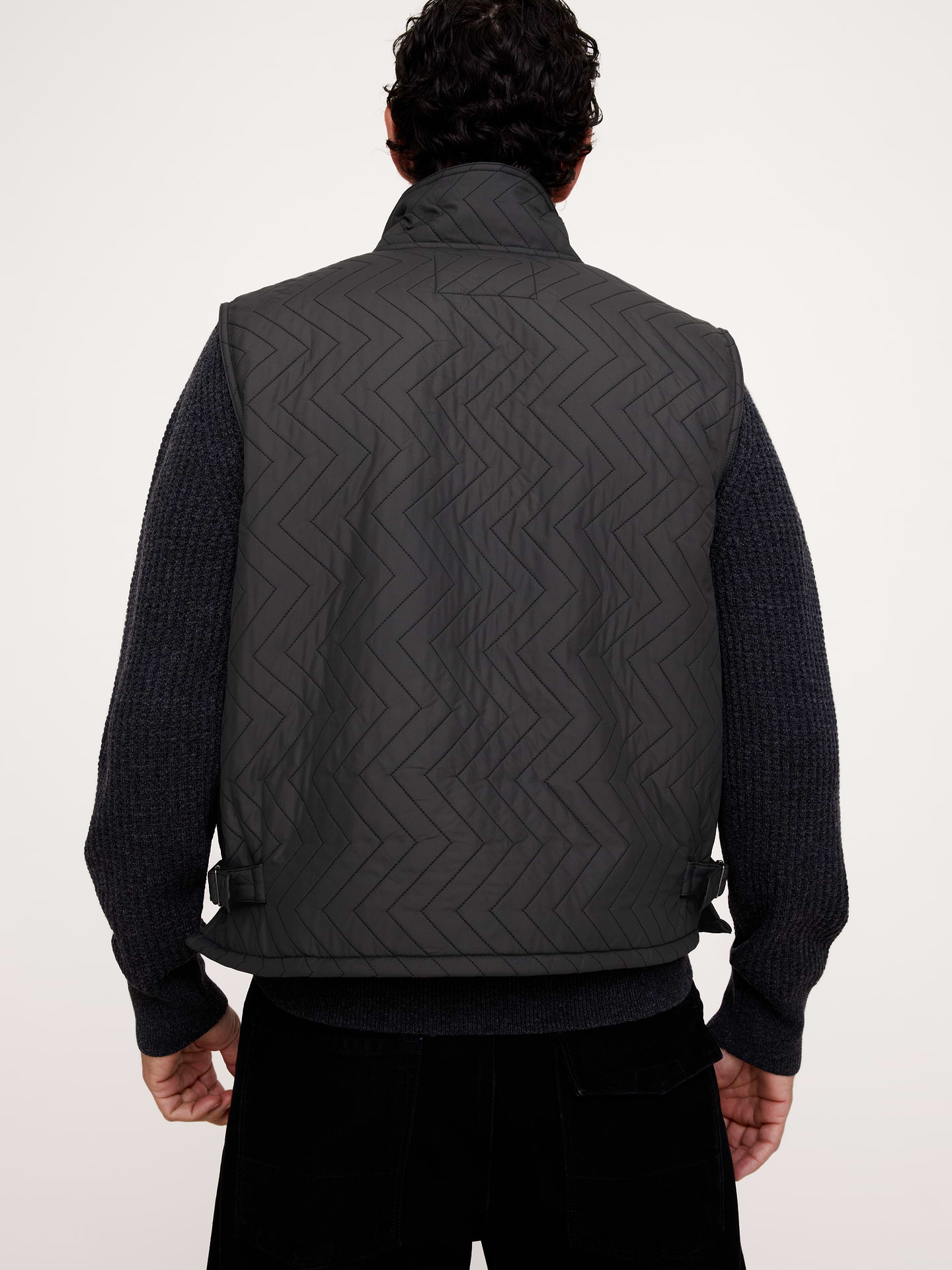 Image 3 of 4, Herringbone Quilted Moto Vest