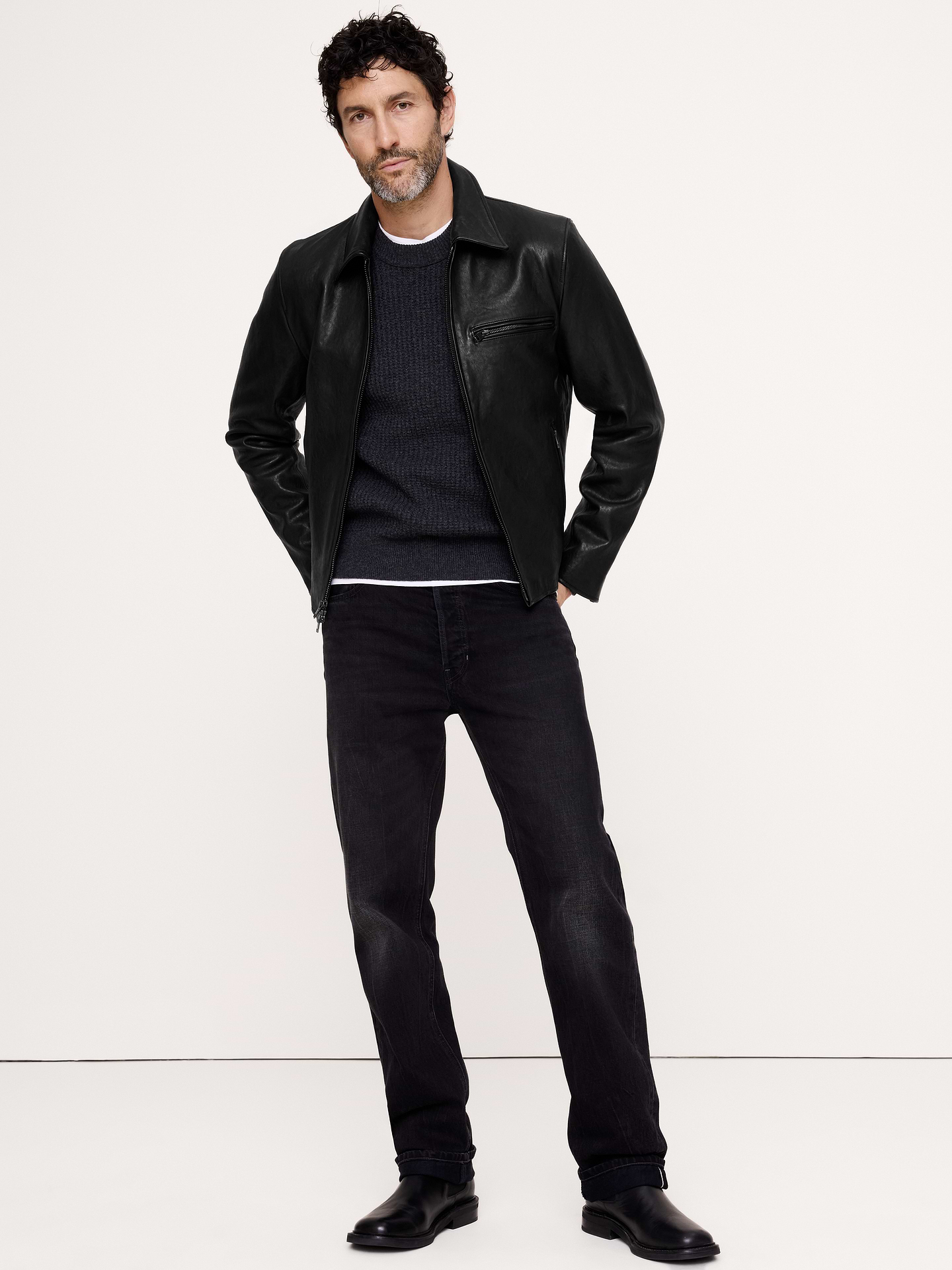 Image 4 de 8, Blouson rétro en cuir