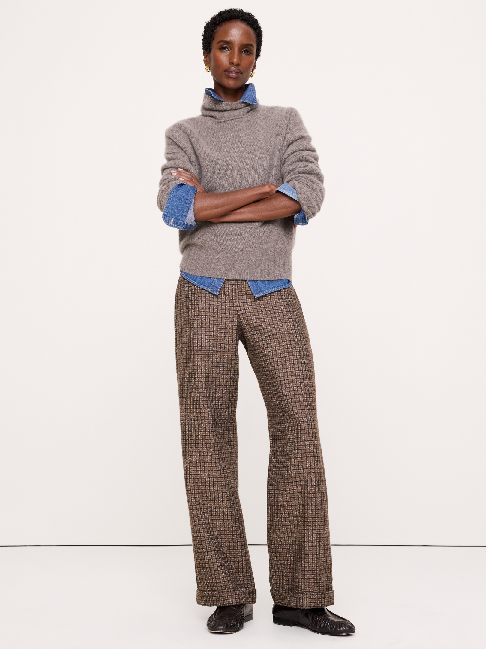 Image 6 de 6, Pantalon boyfriend en tweed italien