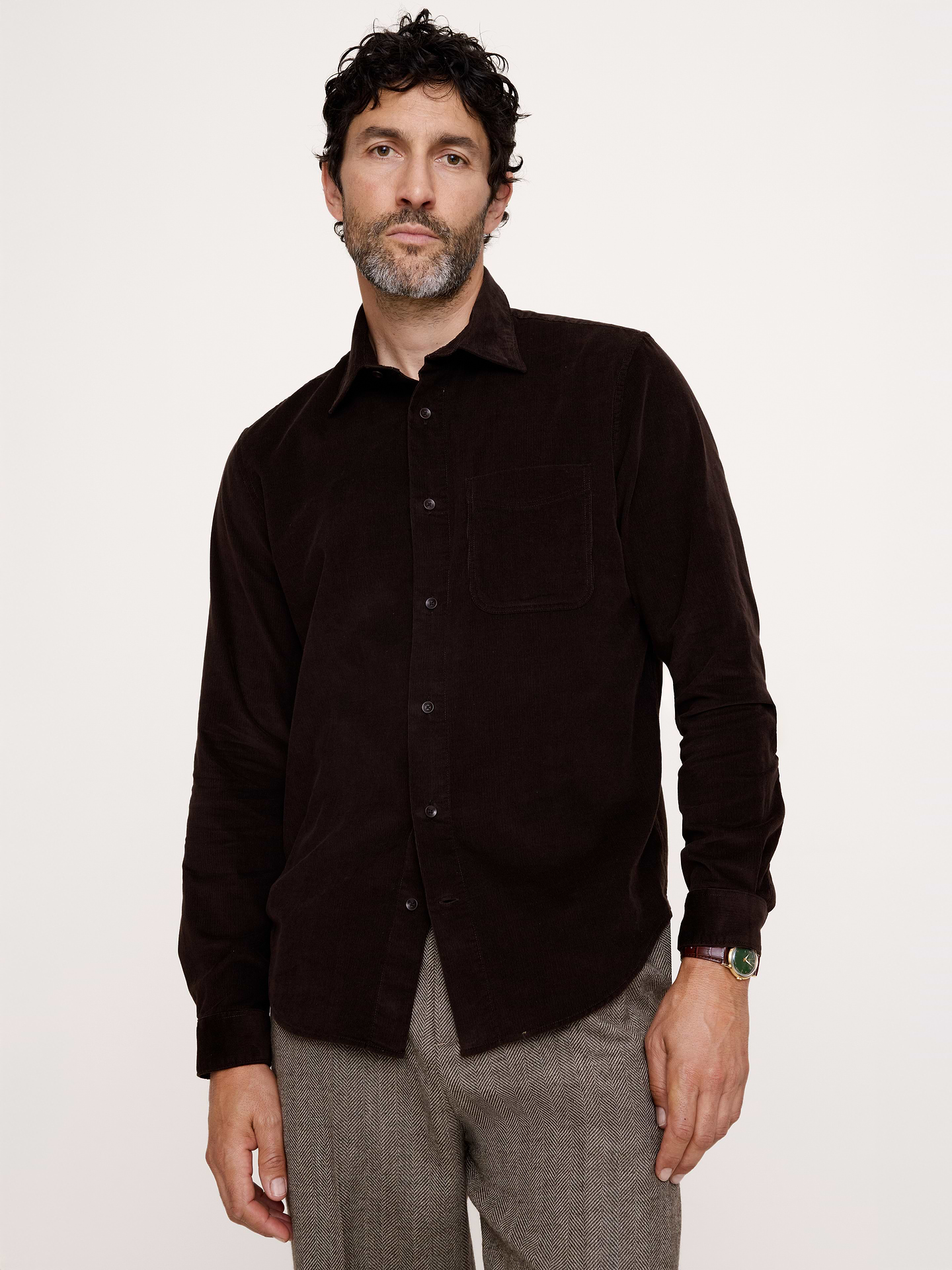 Image 1 of 8, Crafted in a fine-wale corduroy so it's easy to layer, we love this organic cotton shirt because it's oh-so-soft and looks good enough to go just about everywhere., Standard fit: A straight and easy fit., Spread collar with button front., Chest pocket., Shirttail hem., Product #906453