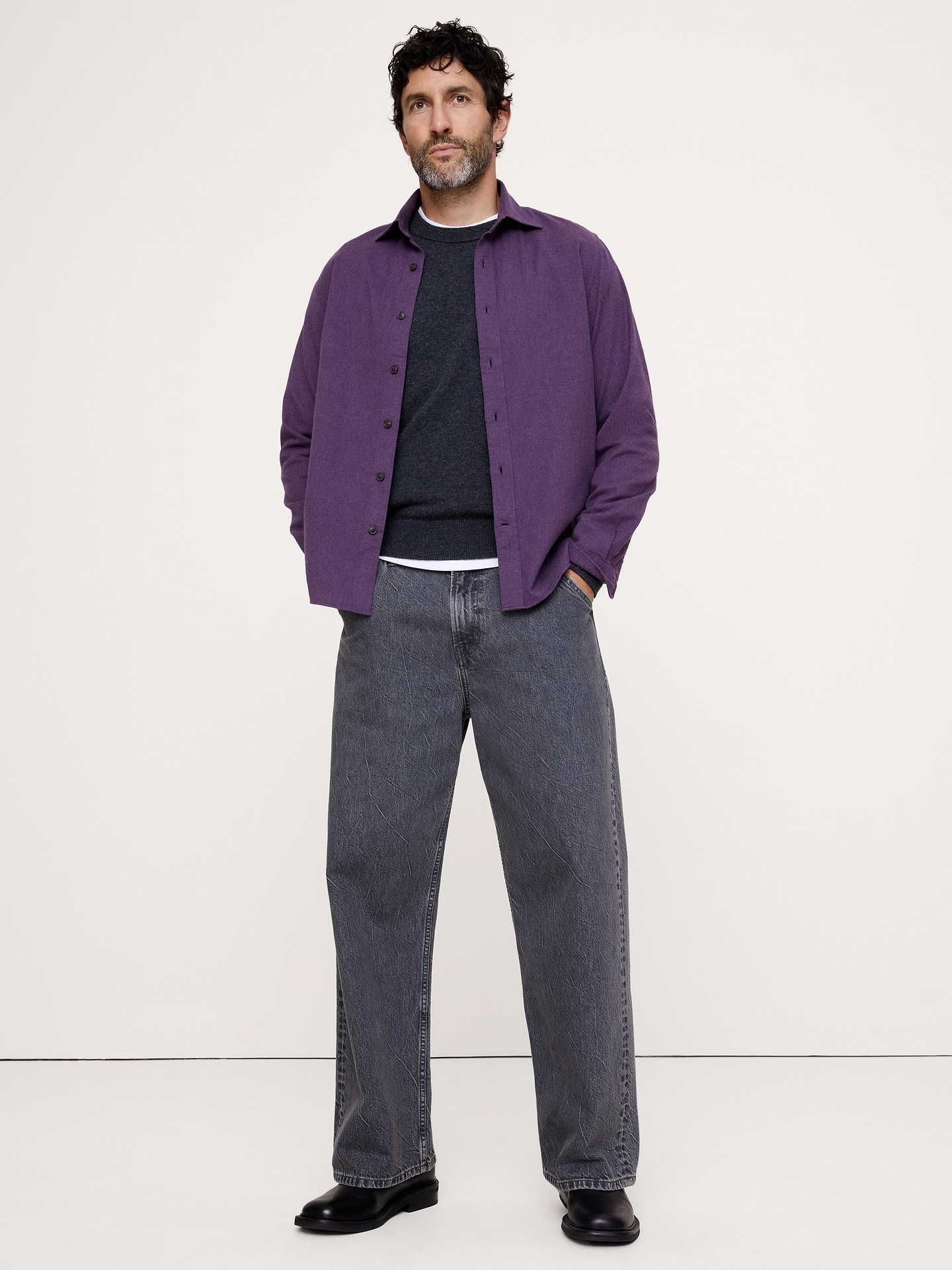 Image 1 of 8, We love this brushed flannel shirt because it's: oh-so-soft, warm enough to layer, and made from cotton—just the way we like it., Standard fit: A straight and easy fit., Spread collar with button front., Shirttail hem., Product #906448