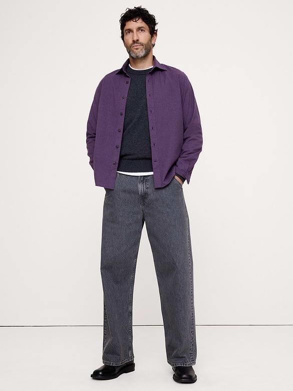 Standard-Fit Lightweight Brushed Flannel Shirt
