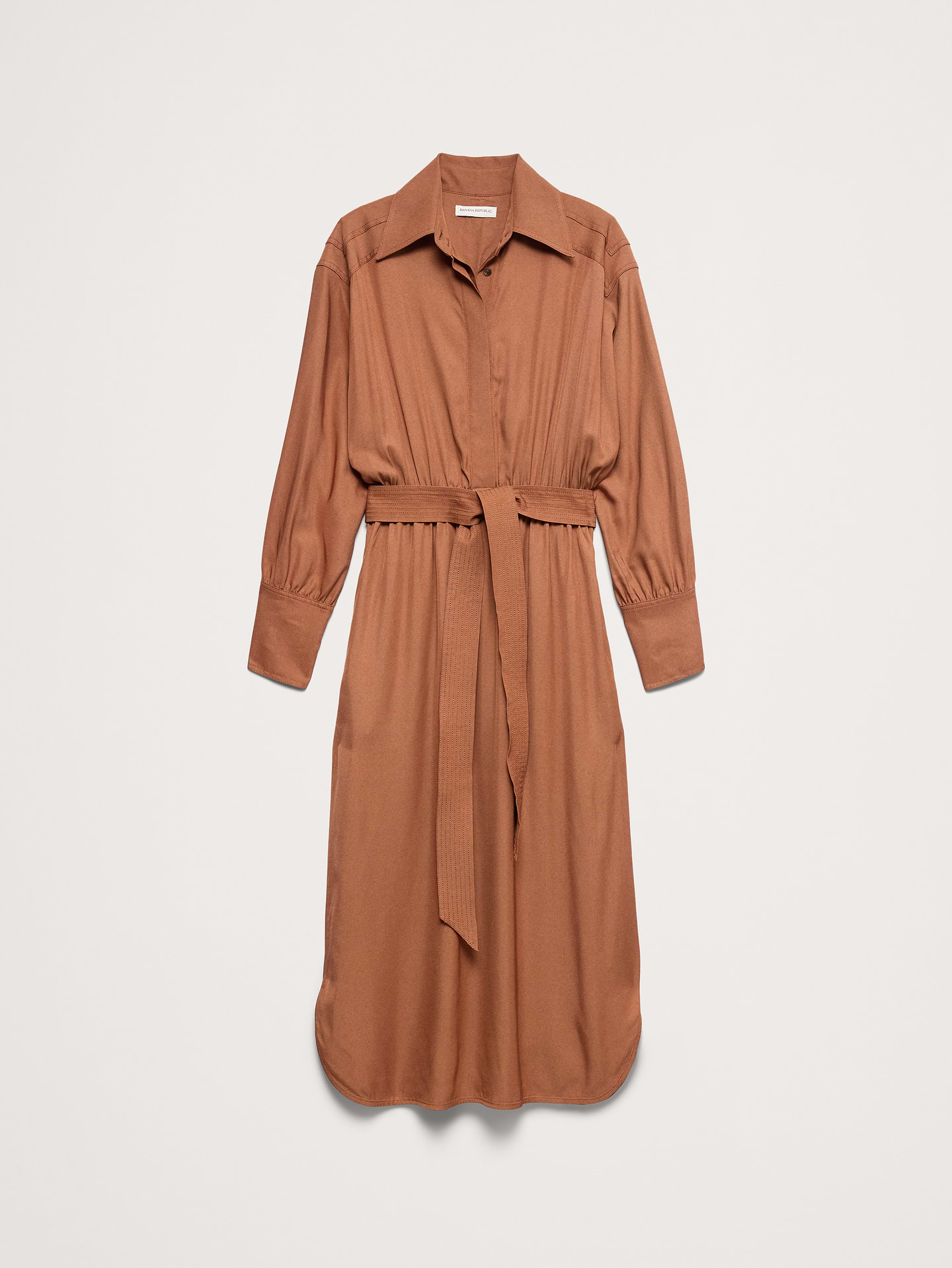 Image 5 de 8, Robe-chemisier mi-longue en viscose